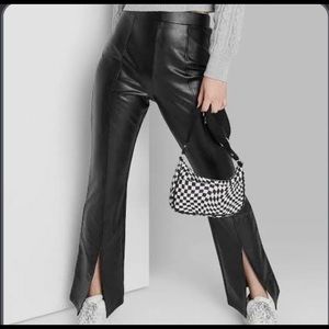 Leather Split Hem Pants
